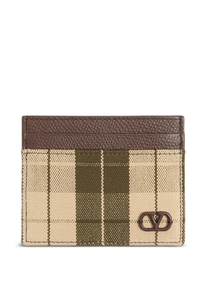 Valentino Garavani VLogo Signature cardholder in checked fabric - Brown