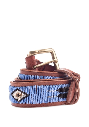 Aspiga bead-embellished leather belt - Brown