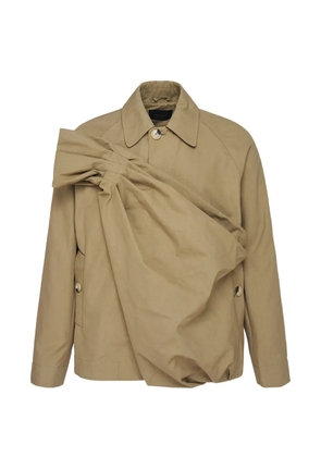 Simone Rocha draped-detail raglan-sleeve shirt jacket - Neutrals