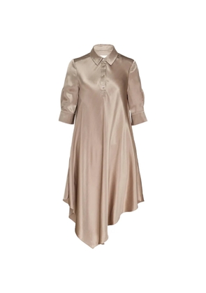 Club21 Collection asymmetric satin shirt dress - Neutrals