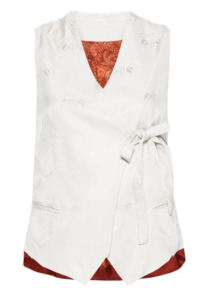 IBRIGU jacquard tie-fastening waistcoat - White
