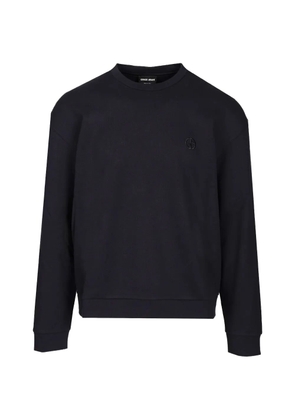 Giorgio Armani logo-embroidered crew-neck sweater - Blue