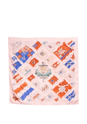 Hermès Pre-Owned 1990s flag print silk scarf - Pink