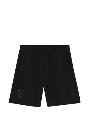 BOSS GREEN HUGO BOSS logo-patch pleated shorts - Black