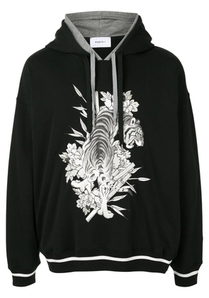 Ports V embroidered tiger hoodie - Black