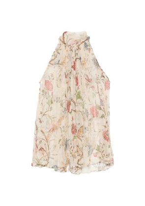 INTO THE EAST Morris Crinkle floral-print halterneck top - Neutrals