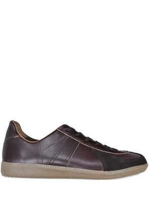 Reproduction of Found German Military leather panelled lace-up sneakers - Red