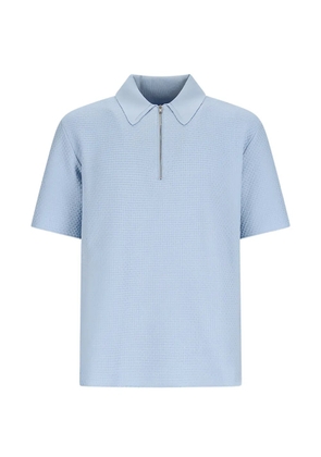 Jil Sander waffle-knit zip-up polo shirt - Blue