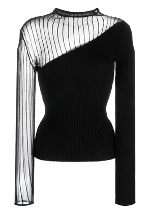 Patrizia Pepe semi-sheer asymmetric jumper - Black