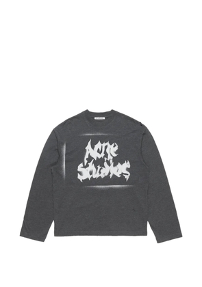 Acne Studios logo-print distressed long-sleeve T-shirt - Black