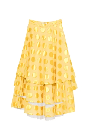 Christian Dior Pre-Owned 1970s polka-dot pattern midi skirt - Yellow