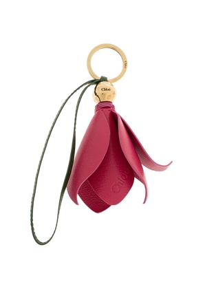 Chloé Tulip flower-pendant leather keyring - Pink