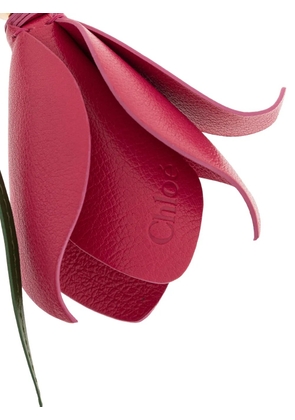Chloé Tulip flower-pendant leather keyring - Pink