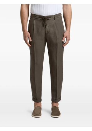 Peserico drawstring-waist pleated trousers - Brown