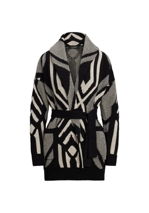Lauren Ralph Lauren geometric-pattern belted cardigan - Black
