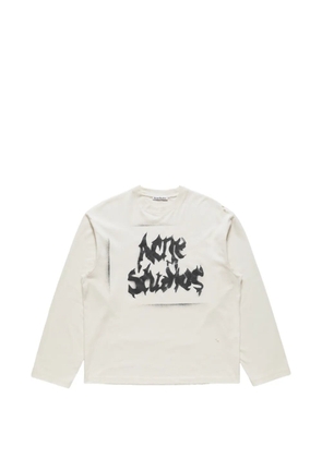 Acne Studios logo-print distressed T-shirt - Neutrals