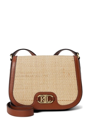 Lauren Ralph Lauren woven leather-trim shoulder bag - Brown