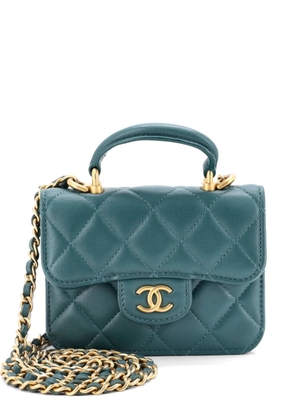CHANEL Pre-Owned Top Handle Flap Coin Purse with Chain Quilted Lambskin crossbody bag - Green