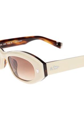 Maison Kitsuné oval-frame sunglasses - Neutrals