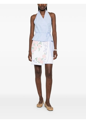 RELAX RE-LUX Nago floral-embroidered mini skirt - White