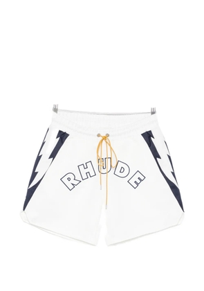 RHUDE logo-print drawstring shorts - White