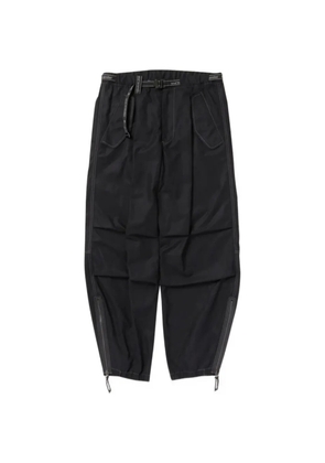 and Wander contrast-stitch belted trousers - Black