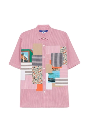 Junya Watanabe MAN patchwork-panel gingham shirt - Red