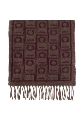 Ferragamo Gancini-pattern fringed scarf - Brown