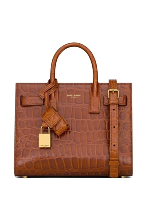 Saint Laurent Sac de Jour crocodile-effect leather tote bag - Brown
