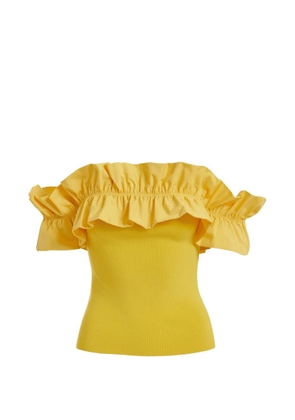 Essentiel Antwerp ruffled-neck off-shoulder top - Yellow