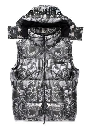 Purple Brand graphic-print puffer vest - Grey