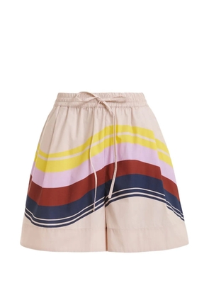 Essentiel Antwerp stripe-print drawstring mini shorts - Neutrals