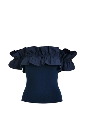 Essentiel Antwerp ruffled-neck off-shoulder top - Blue