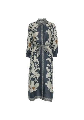 Luisa Cerano floral-print ramie dress - Blue