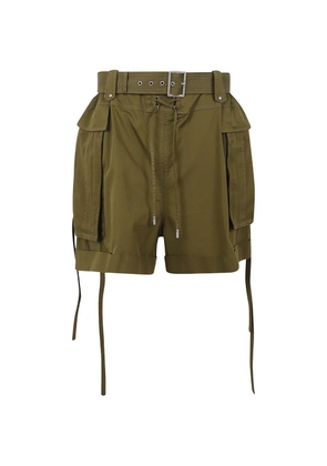 Alexander McQueen belted cargo-pocket oversized shorts - Green