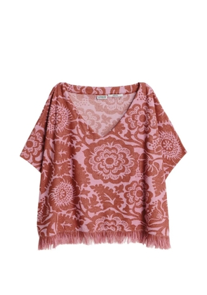 Essentiel Antwerp floral-jacquard fringed T-shirt - Brown