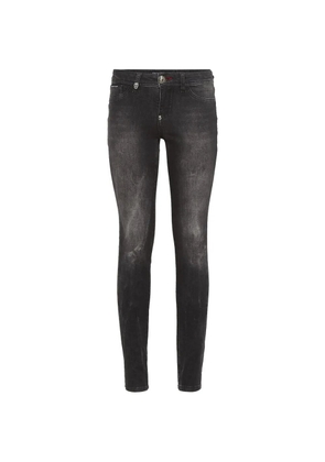Philipp Plein Only Time embroidered-pocket jeggings - Black