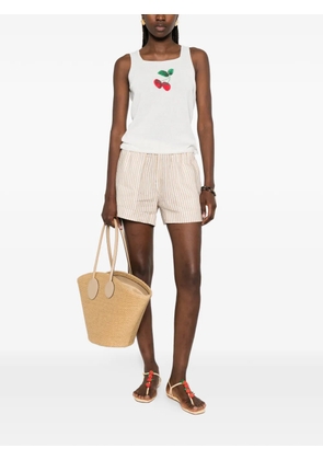 MC2 Saint Barth Meave striped logo-embroidered shorts - Neutrals