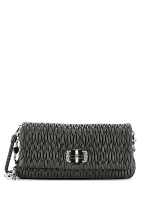 Miu Miu Pre-Owned Crystal Matelasse Leather Medium clutch bag - Green