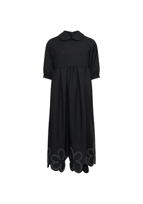 Comme Des Garçons Girl flower-embroidered scalloped dress - Black