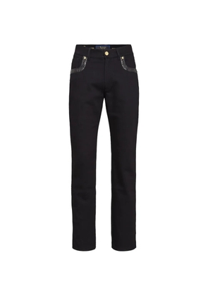 Billionaire crocodile-effect trim jeans - Black
