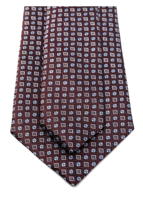 Canali geometric-print silk tie - Brown