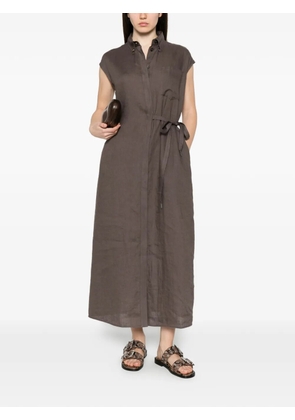 PANICALE belted sleeveless midi dress - Brown
