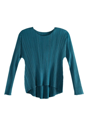 Pleats Please Issey Miyake pleated long-sleeve top - Blue