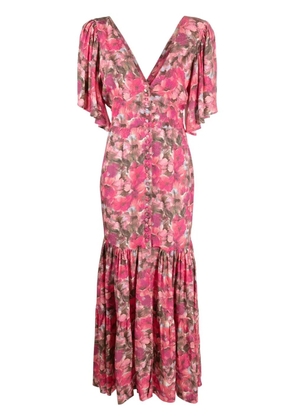 ROTATE BIRGER CHRISTENSEN floral-print V-neck dress - Pink