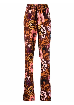 La DoubleJ floral belted flared trousers