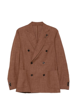 Lardini double-breasted peak-lapel jacket - Brown