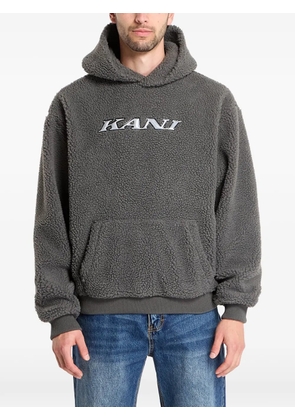 karl kani teddy-texture logo hoodie - Grey