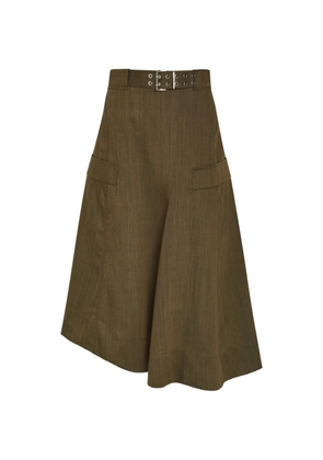 GANNI belted asymmetric skirt - Green