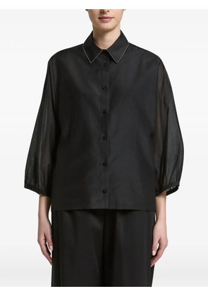 Peserico sheer-panelled puff-sleeve shirt - Black